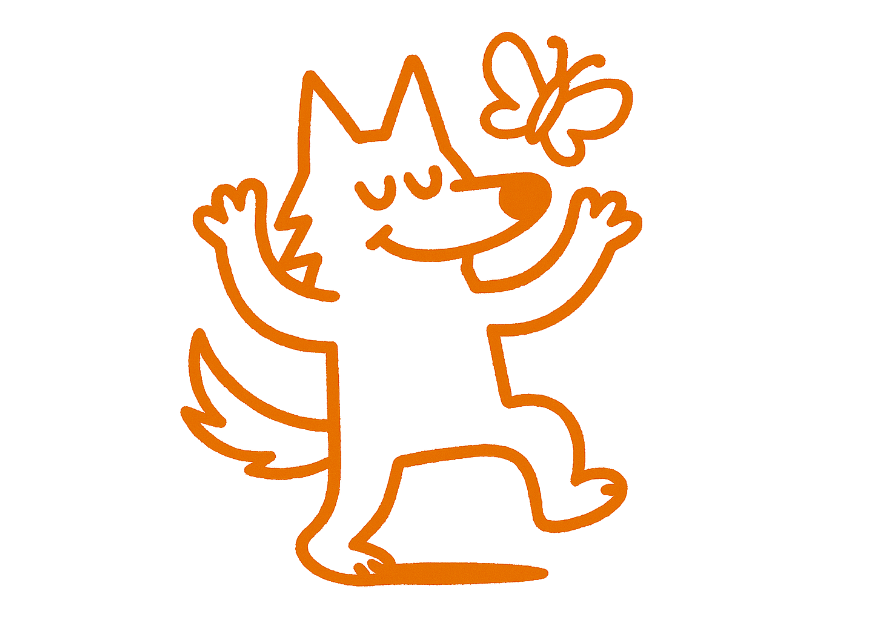 Loup des formations pépites du loup qui est serein avec un papillon car il adore sa formation